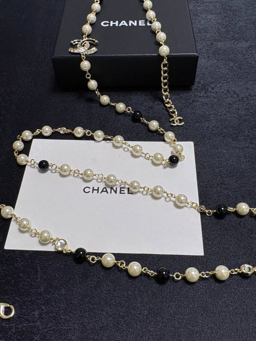 Chanel Double C Rhinestone and Pearl Necklace - Picture 4 of 9